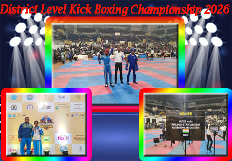 Hara Vritee of Class X participated in the Salem District Amateur Kickboxing Championship 2026, held at G Fit Combat Gym, Salem, on 30.04.2026, and secured the Gold Medal in Point Fighting under the Older Cadet category in the 52 kg weight division.